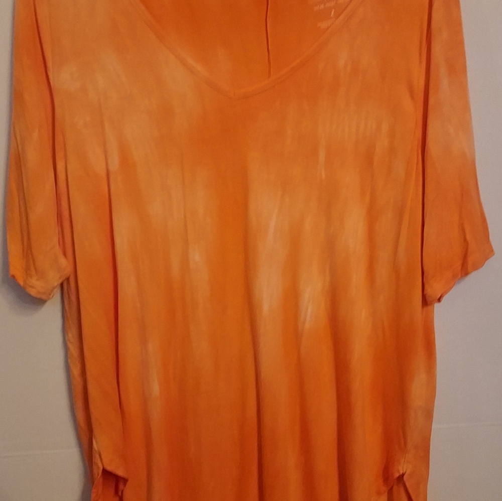 Torrid Super Soft Orange Women's T-shirt Tunic Tie-dye Bright Boho